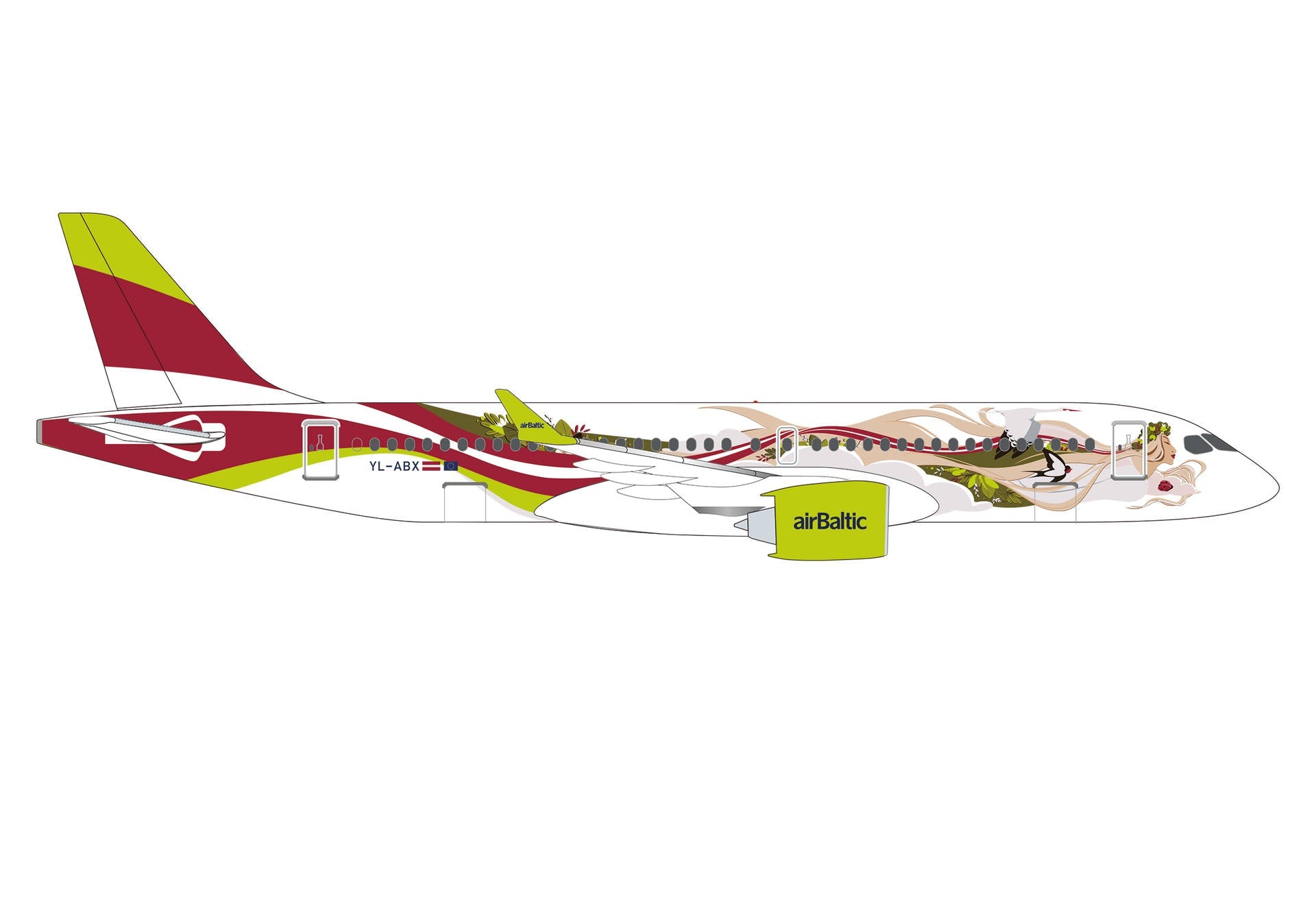 Herpa Wings A220-300 エアバルチック 50th A220 YL-ABX 1/200 [573535]
