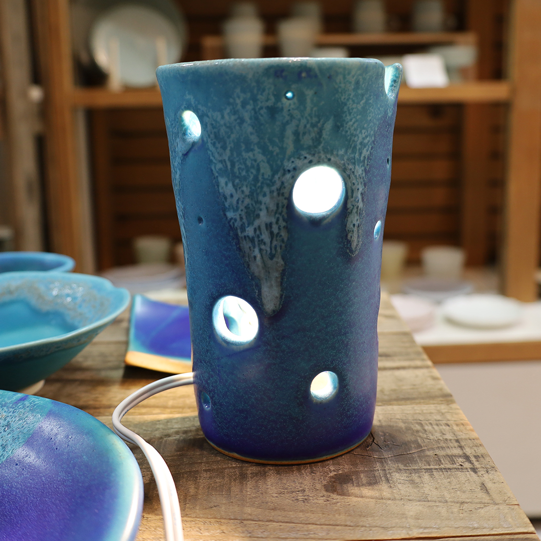 うるま陶器 ランプシェード ブルー 焼き物 陶器 うつわ おしゃれ 陶芸