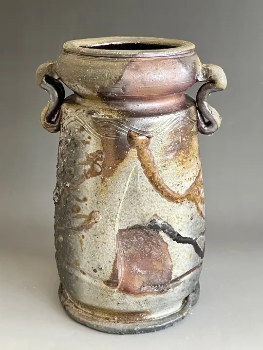 ☆ 人間国宝 吉田美統 九谷焼 釉裏金彩 椿文 陶筥 胴径31.5㎝ 蓋物