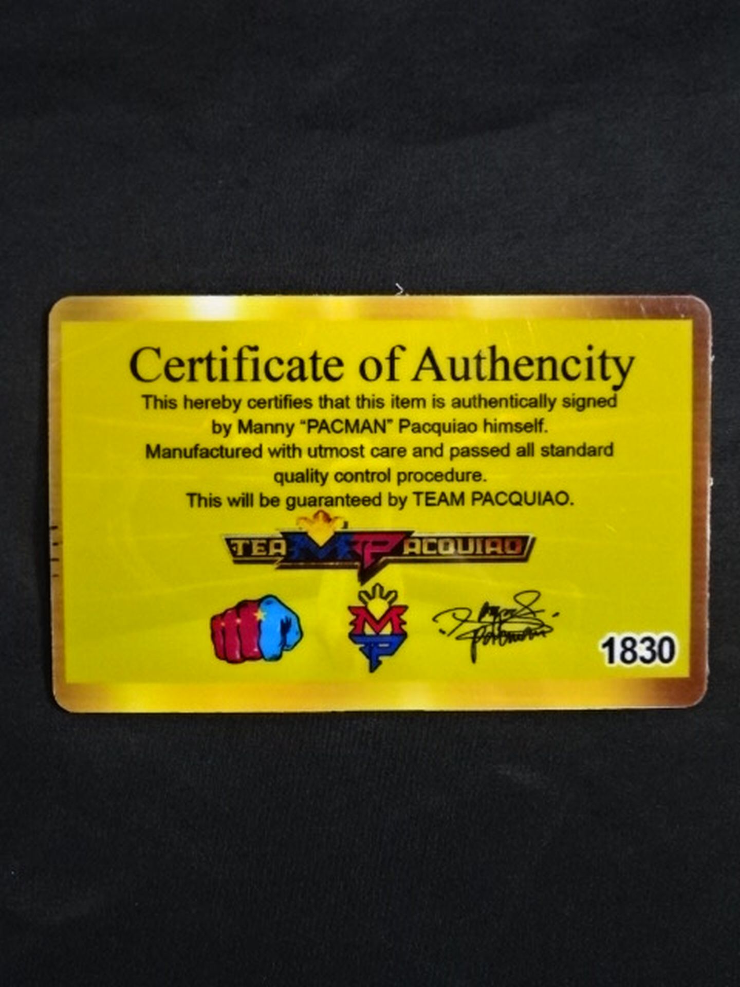 マニー・パッキャオ 直筆サイン入り】チーム・パッキャオ オフィシャル