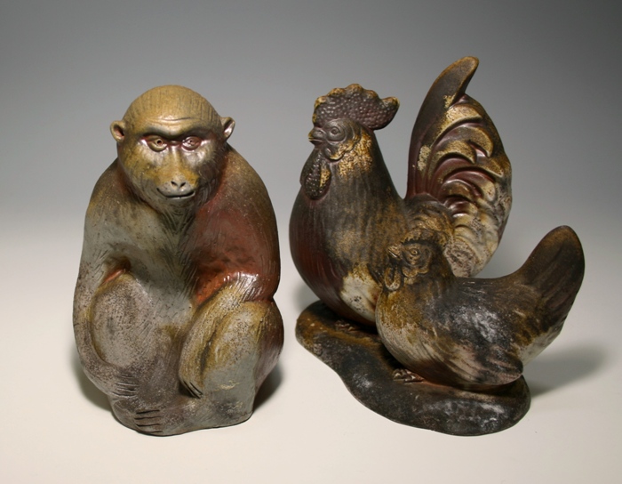 松井與之 備前十二支置物 各共箱