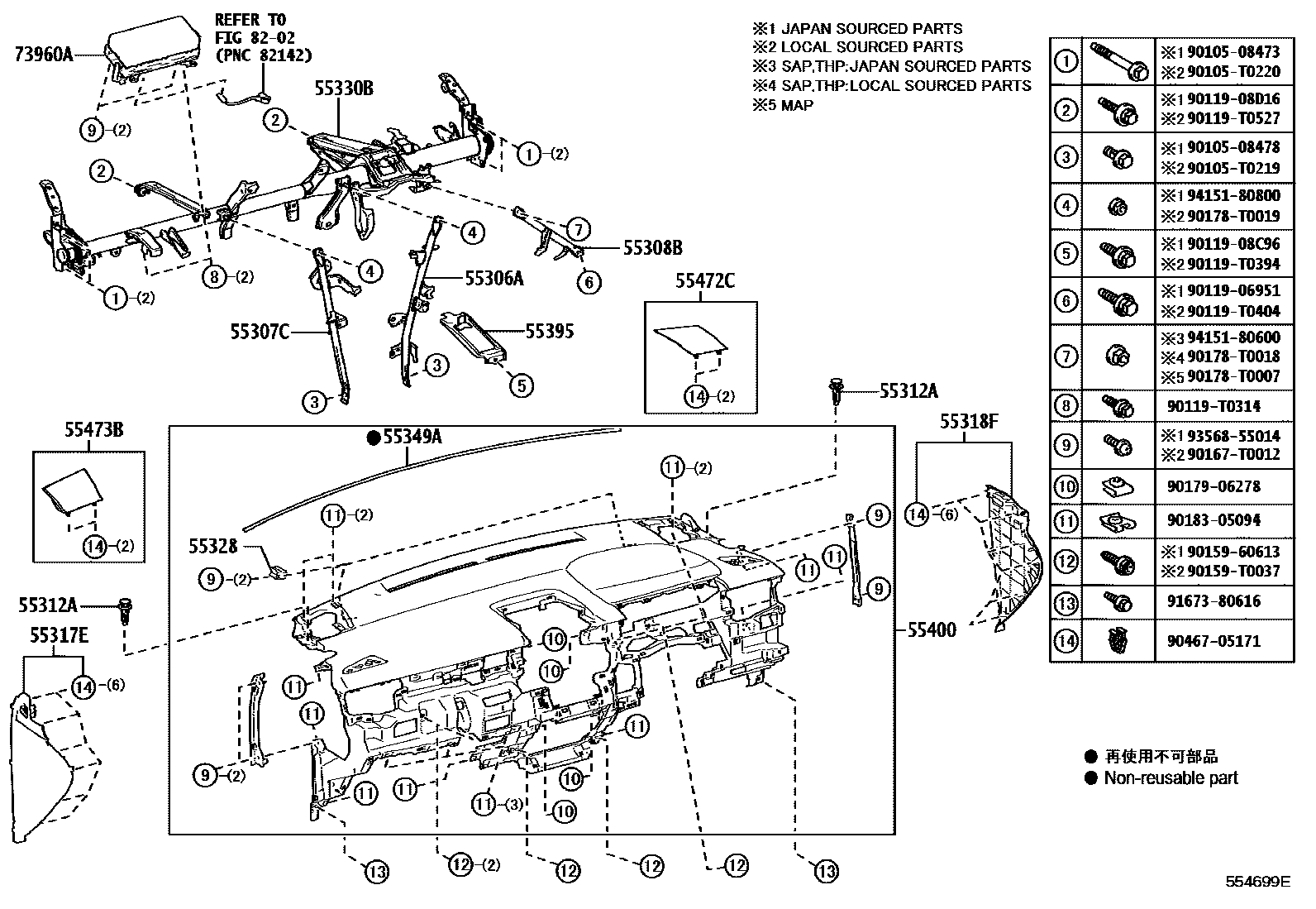 Instrument panel & glove compartment for Toyota Corolla Cross