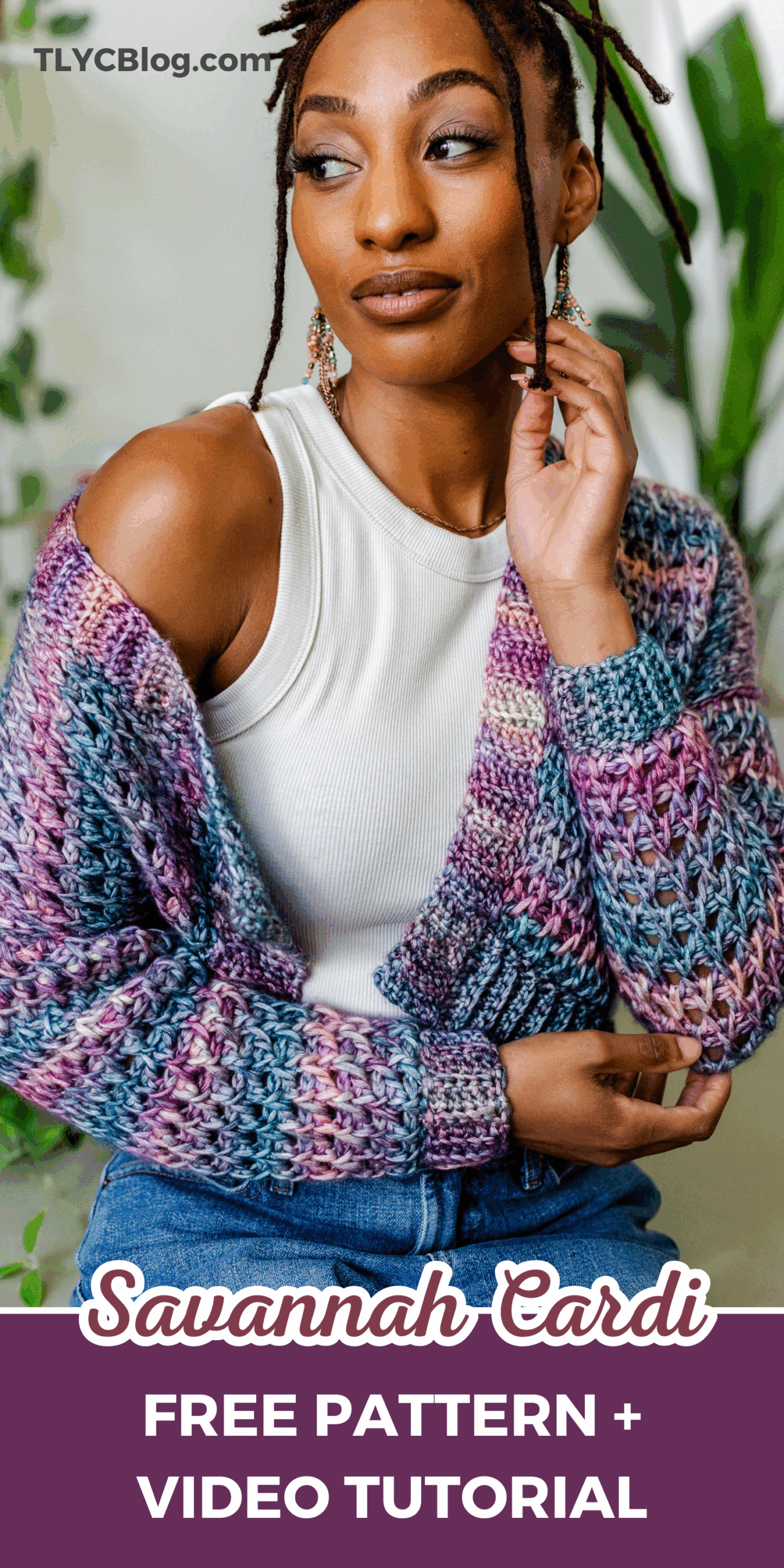 Savannah Cardi, a FREE Tunisian crochet lacy sweater pattern - TL