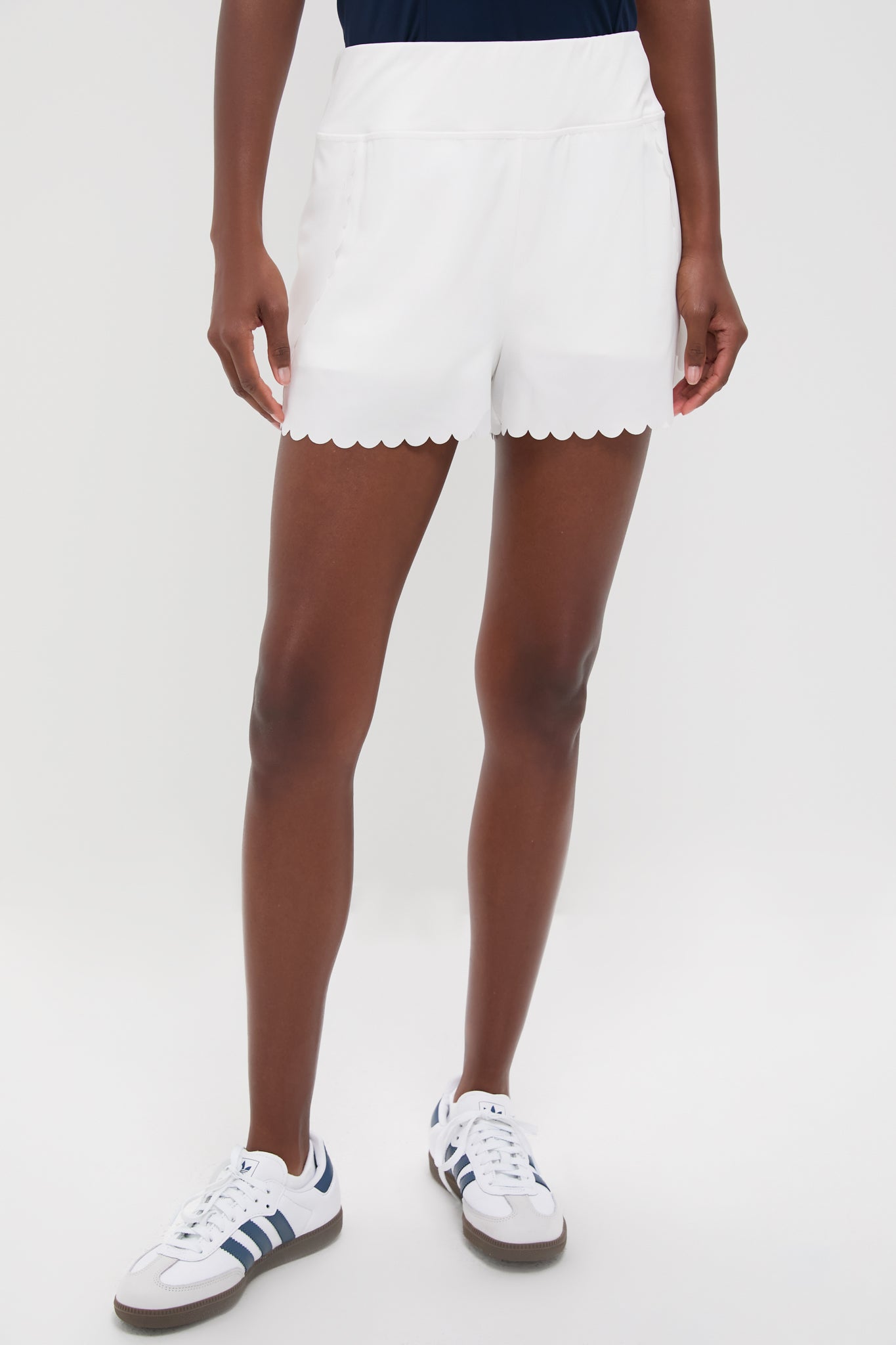 White Scallop Performance Jersey Marisa Short | Tnuck Sport