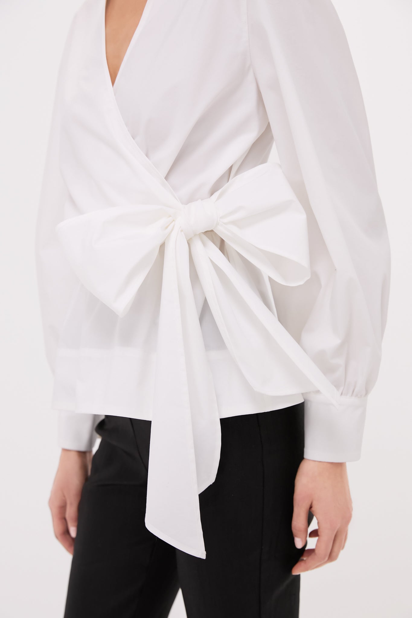 White Tie Front Bow Bea Blouse | Tuckernuck