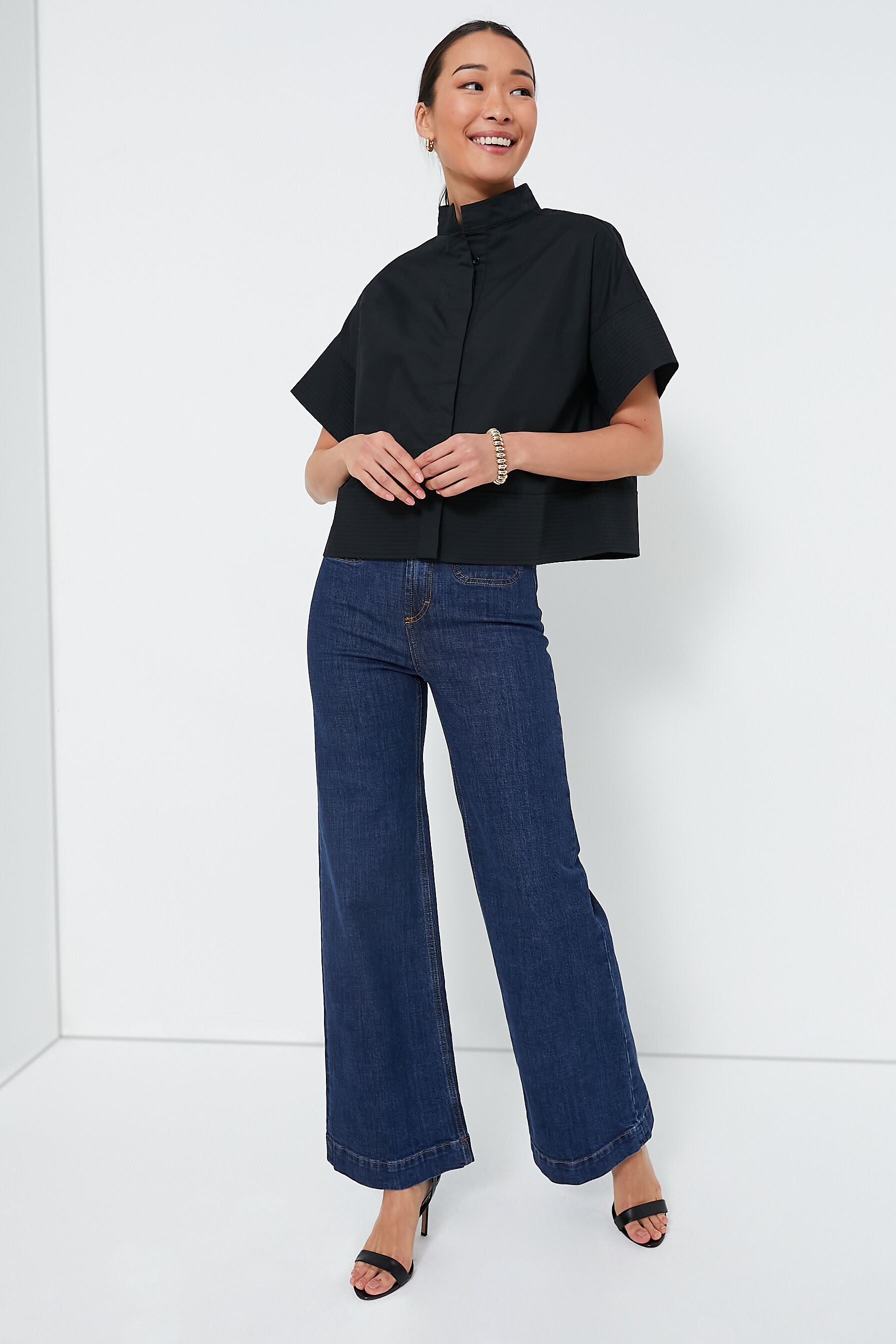 Black Trapunto Stitch Sofia Shirt | Tuckernuck