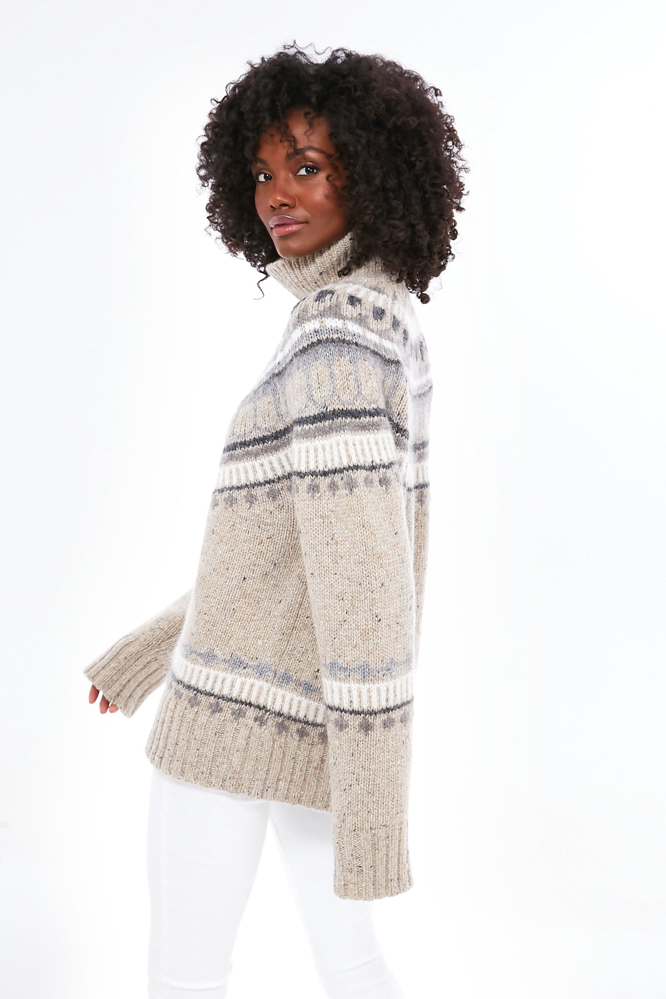 Oatmeal Combo Apres Ski Fairisle Turtleneck | Alex Mill