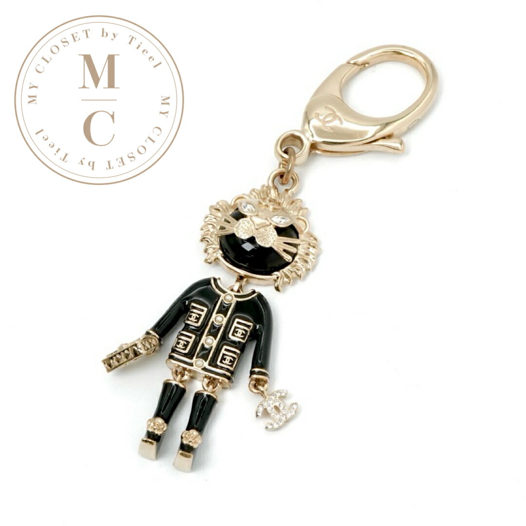楽天市場】シャネル CHANEL チャーム ゴールド ブラック キーホルダー