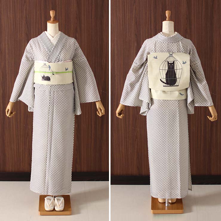 楽天市場】＼WeekendSale開催中!／[夏帯] 夏名古屋帯 籠の猫 (麻/黒