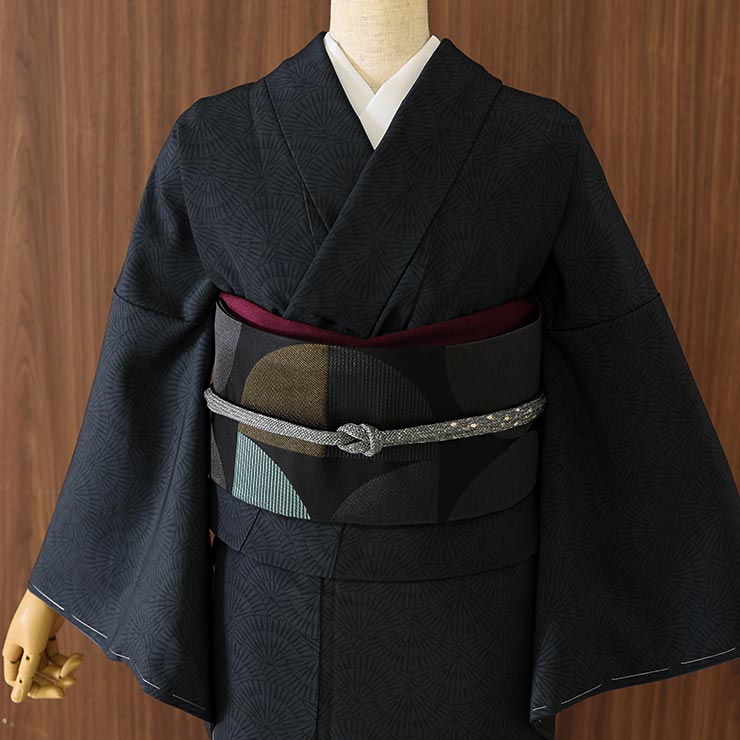 楽天市場】[洗える 着物] 小紋 着物 袷 扇模様 ブルーグレー 紺鼠 JMA