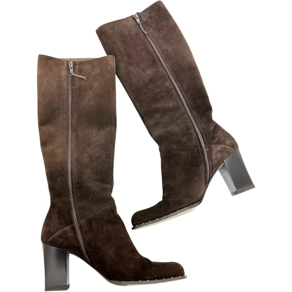 サルヴァトーレ フェラガモ ロングブーツ スエード ブラウン Salvatore