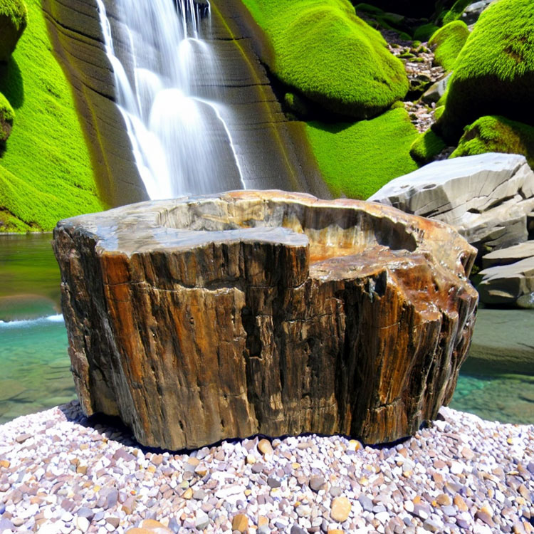 楽天市場】つくばい 手水鉢 水鉢 大きい 木化石 珪化木 木の化石 巨大