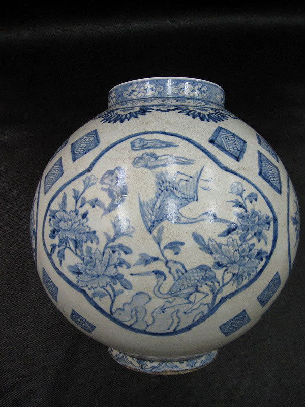 楽天市場】李朝 青花窓絵牡丹鶴文壺 高さ約33cm 韓国 朝鮮 陶磁器 希少