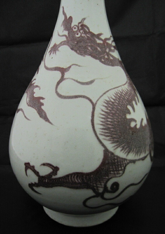 楽天市場】景徳鎮 釉裏紅 龍文瓶 中国美術 花瓶 高さ約35cm 希少 花生