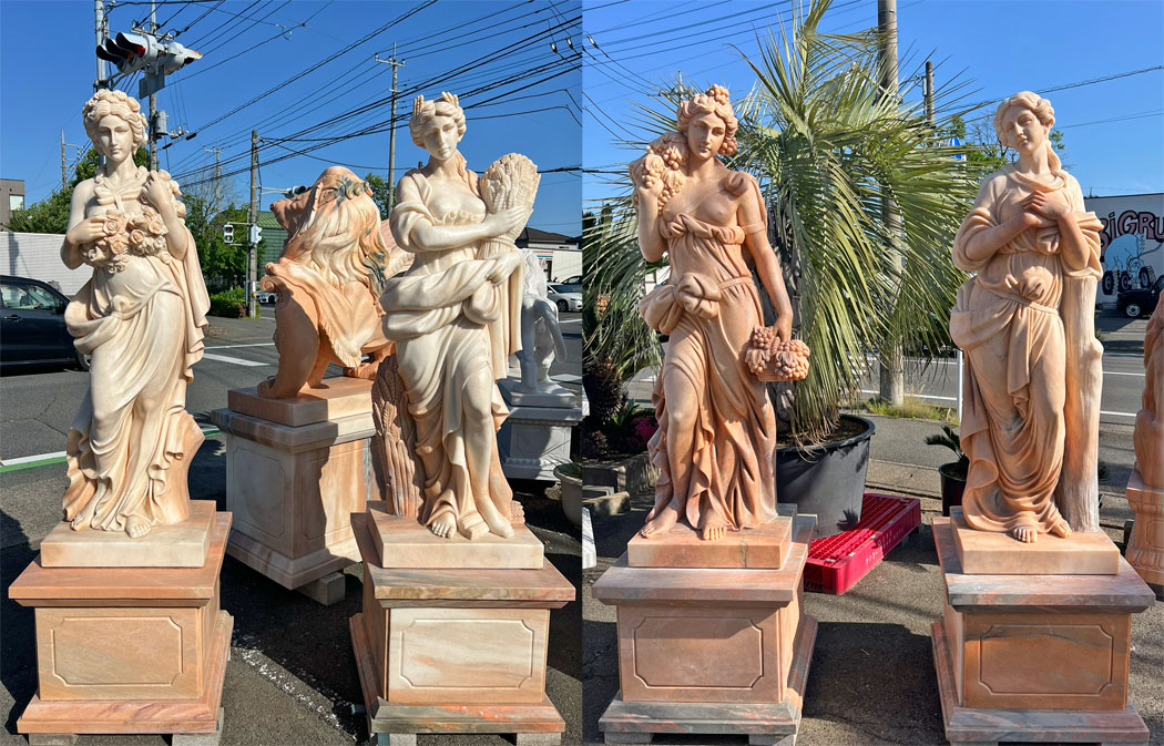 楽天市場】天然大理石彫刻 果物を持つヴィーナス（夏） ピンク 乙女 H