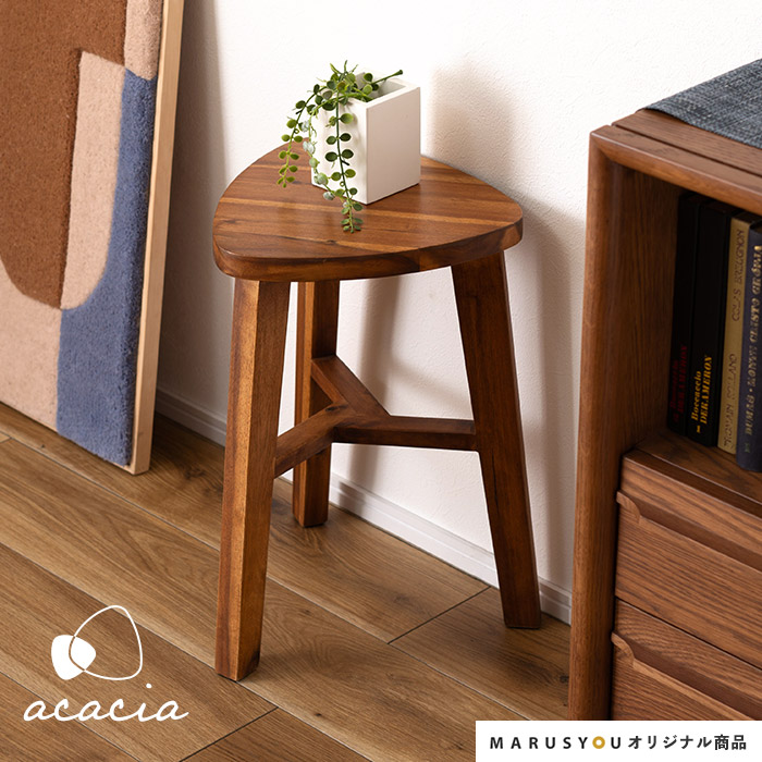 楽天市場】[レビュー特典]木製 スツール アカシア無垢材 三角形 3本脚