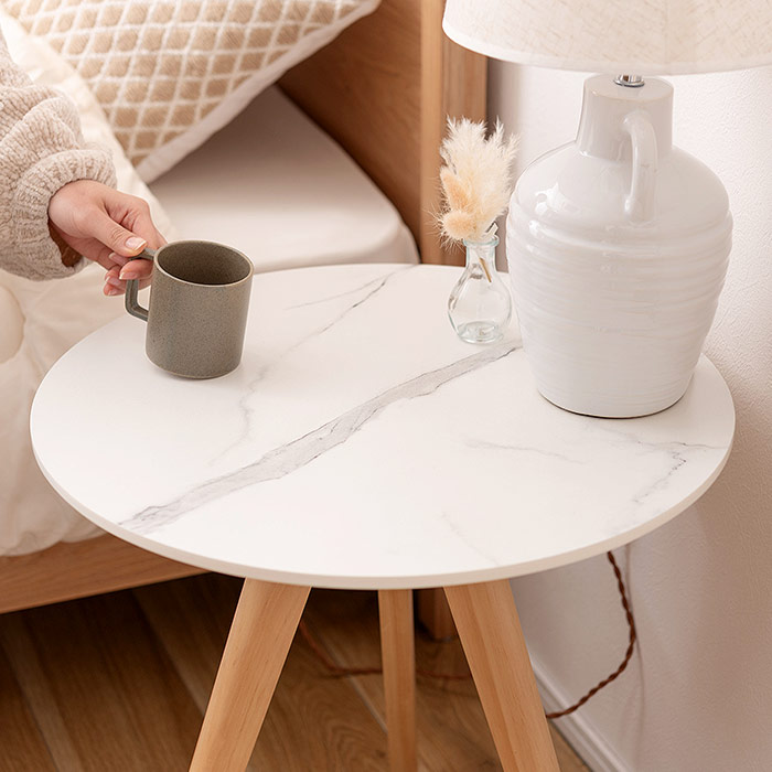 楽天市場】[レビュー特典]木製 円形 サイドテーブル おしゃれ 直径50cm