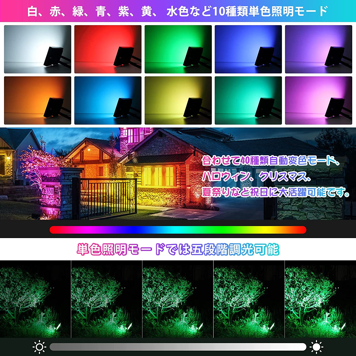 楽天市場】MEIKEE RGB投光器 35W 60W 100W ライト カラー おしゃれ