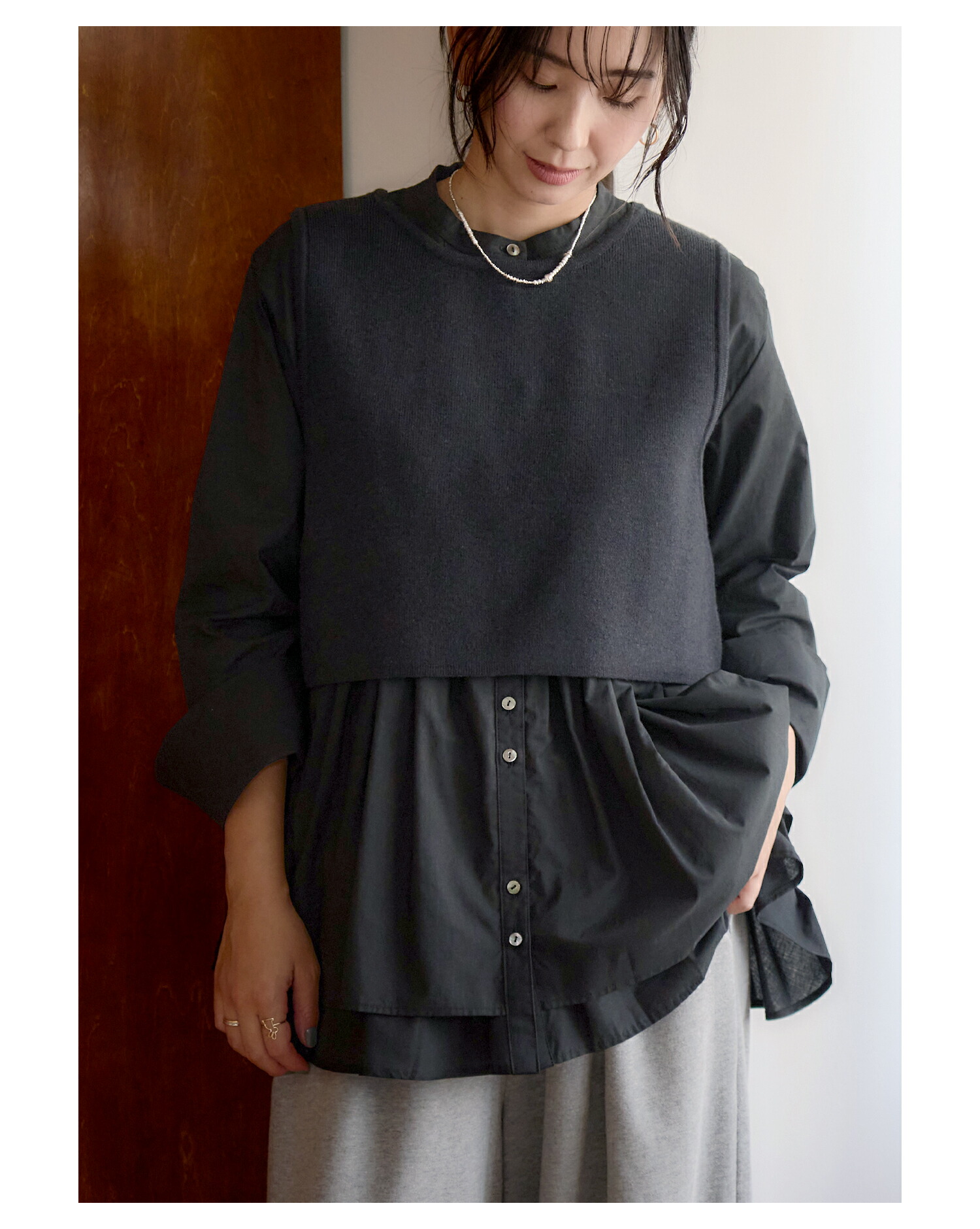 楽天市場】SHIORI×MERI ニットベスト＆フレアーブラウス : MERI