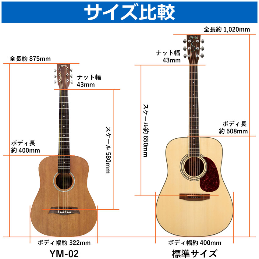 楽天市場】S.Yairi ミニアコースティックギター YM-02 MH 初心者セット