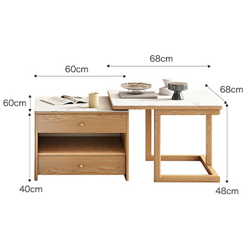 楽天市場】ネストテーブル セット 正方形 テーブル 幅60cm 幅68cm