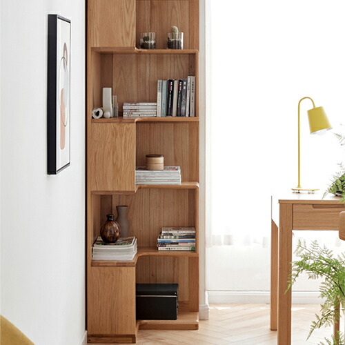楽天市場】10%OFF+P2倍 SS限定 コーナー本棚 オーク材 無垢材 収納棚 5
