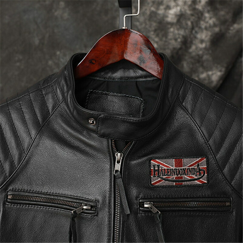 楽天市場】レザージャケット メンズ 本革 刺繍 牛革 レザーコート
