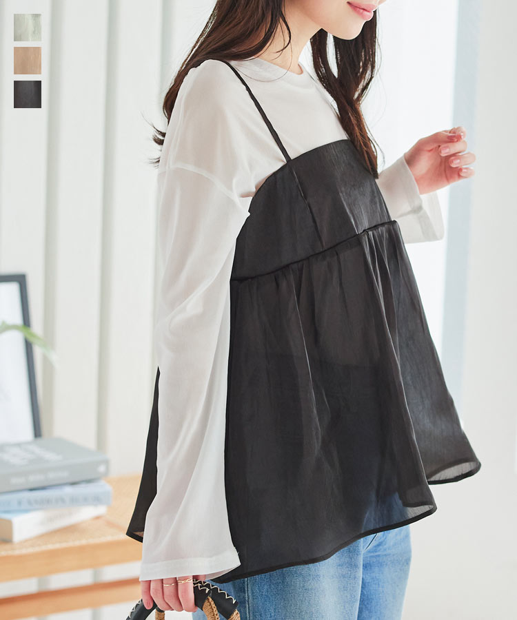 楽天市場】シアー サテン キャミソール ビスチェ トップス レディース