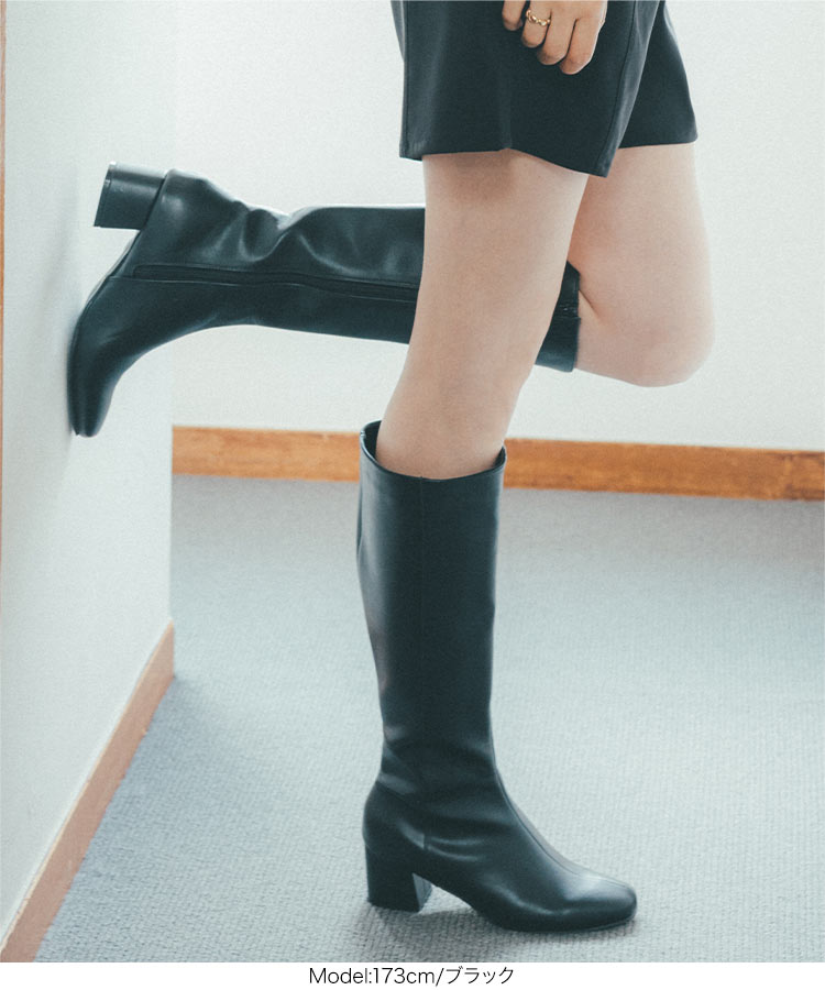 楽天市場】フェイクレザー ロングブーツ レディース ブーツ 3L LL