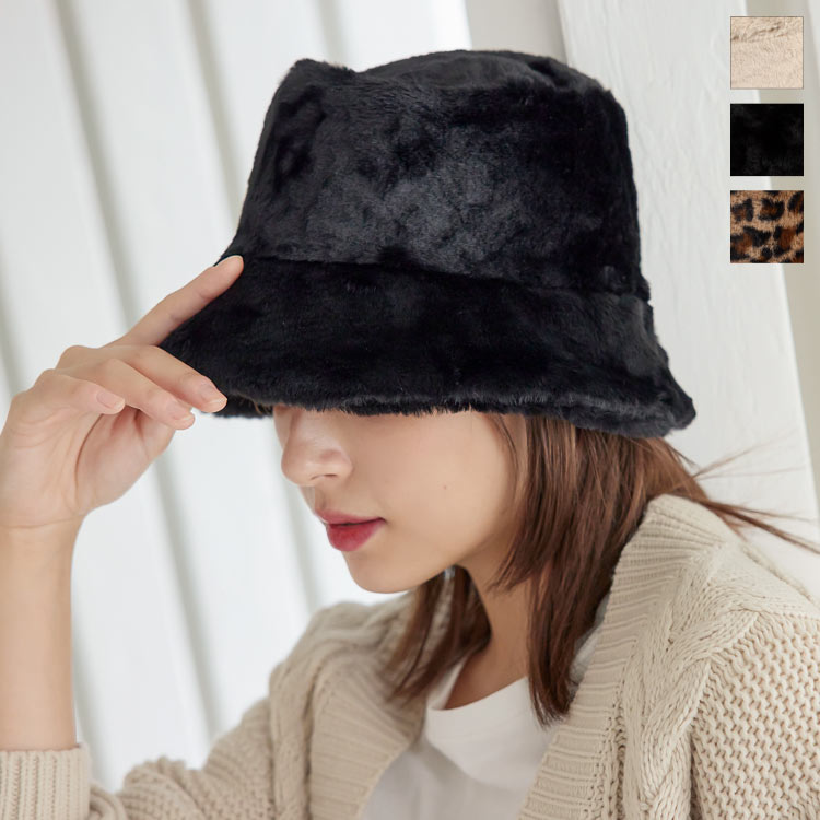 楽天市場】 ファーバケットハット [J982] レディース 帽子 フェイク