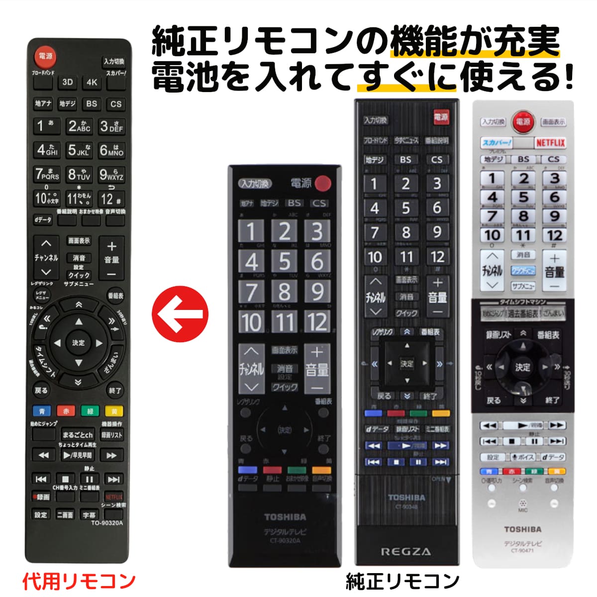 楽天市場】東芝 レグザ テレビ リモコン CT-90320A CT-90372 CT-90466