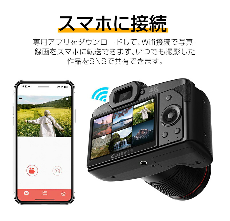 楽天市場】デジタルカメラ 4K 3600万画素 16倍デジタルズーム【32GB
