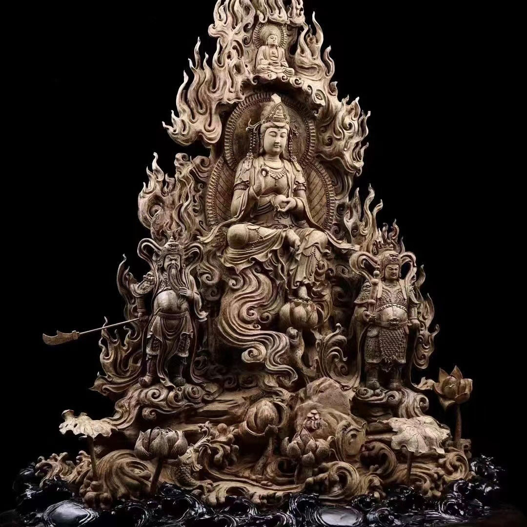 楽天市場】【天然沈香木彫】観音菩薩 伽藍神 韋駄天 仏教美術 仏像