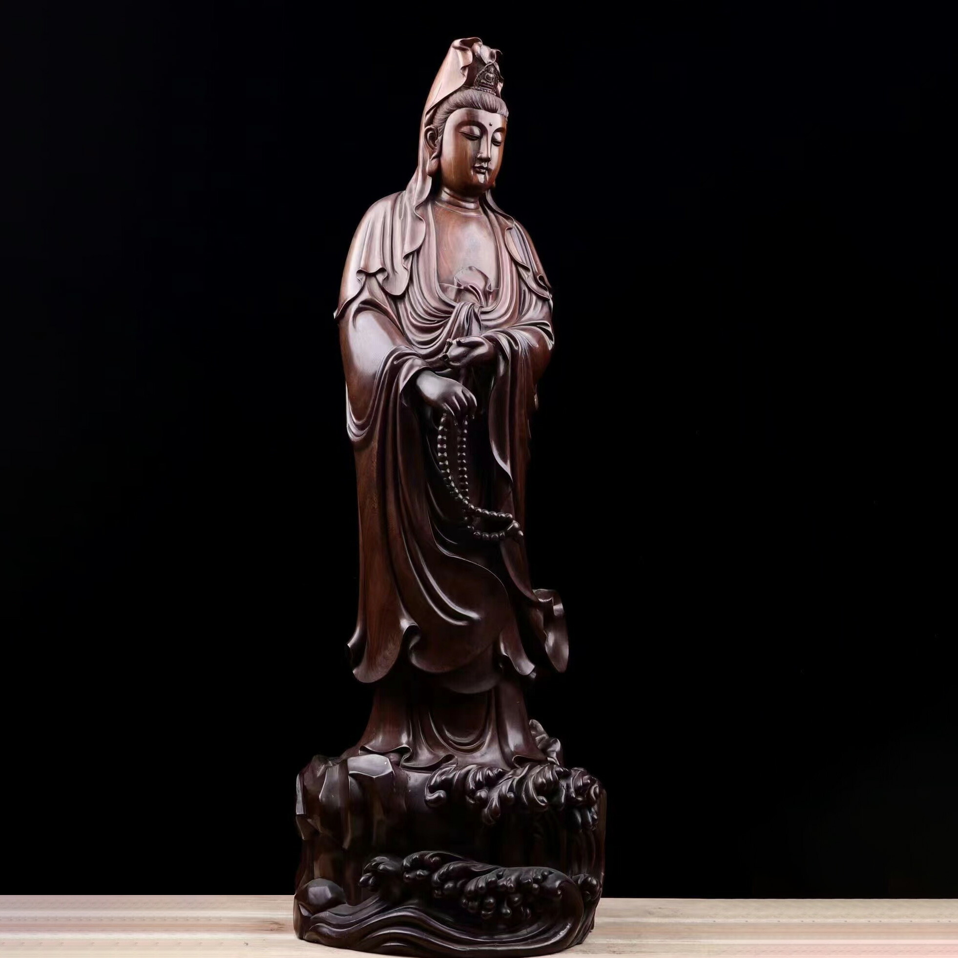 楽天市場】ミャンマー 花梨(かりん)木 観音菩薩立像 木の雕刻品 沈香