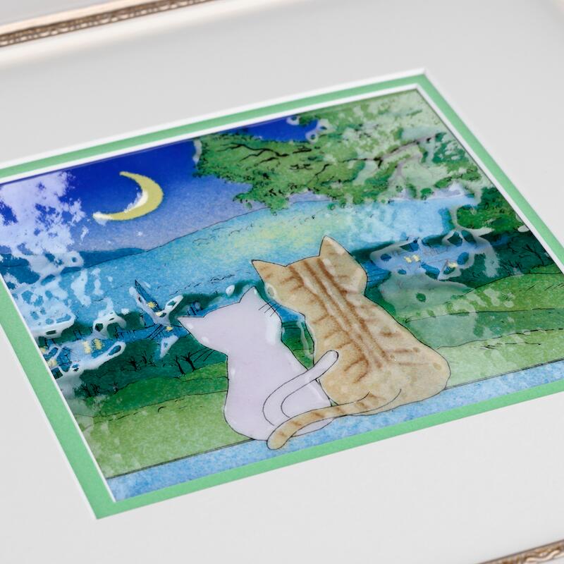 楽天市場】月夜のネコ ねこ 七宝焼 七宝焼き 七宝絵画 額 アート