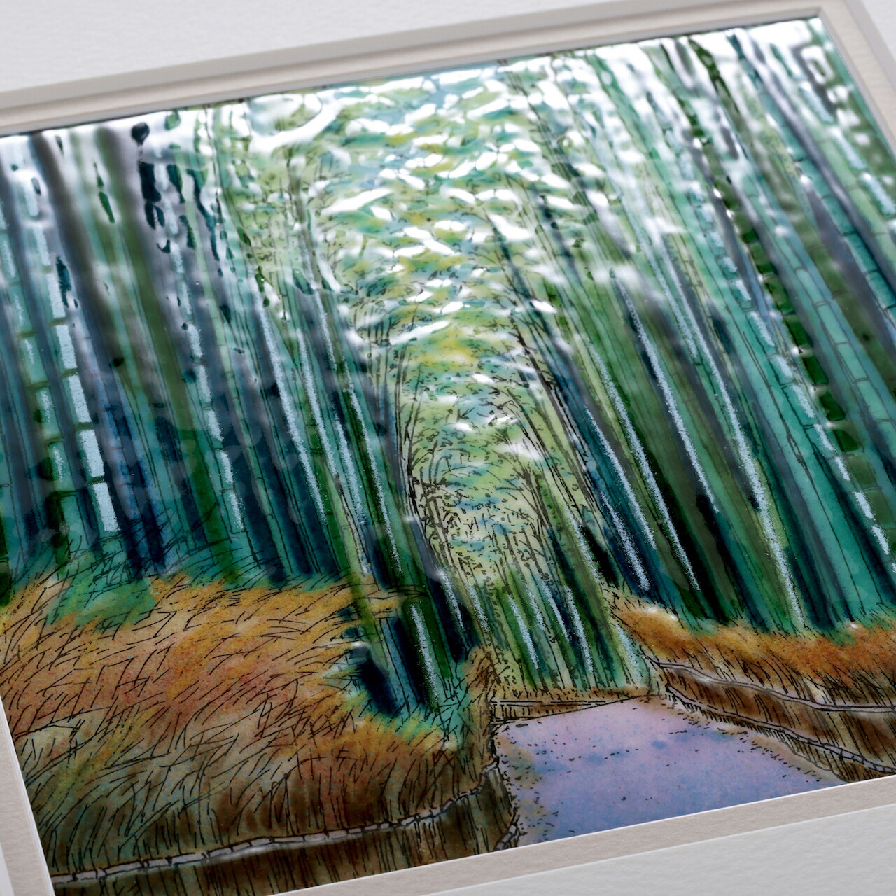 楽天市場】竹林の小径 京都 嵐山 竹林 和 七宝焼 七宝焼き 額 アート
