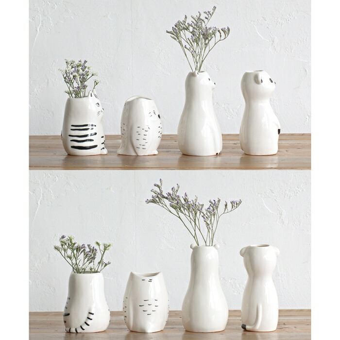 楽天市場】フラワーベース 花瓶 一輪挿し オブジェ 陶器 ホワイト 動物