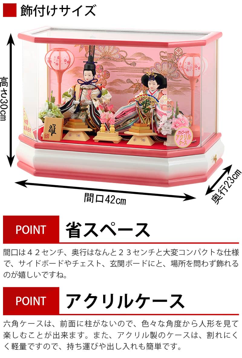 楽天市場】雛人形 コンパクト ひな人形 雛 ケース飾り 親王飾り 清玉作