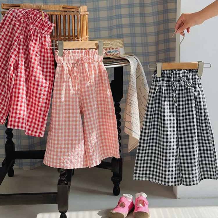 楽天市場】キッズ ワイドパンツ チェック柄 ガウチョパンツ フレア