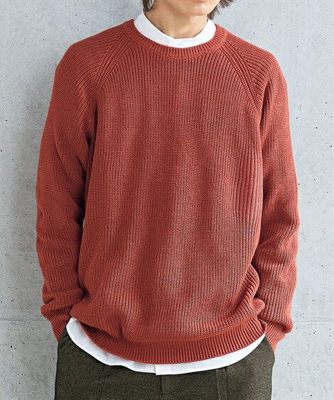 楽天市場】ニット セーター メンズ ローゲージ畦編ラグランスリーブ 冬