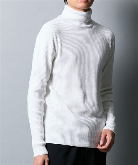 楽天市場】ニット セーター メンズ リブ二重臼編タートルネック 冬