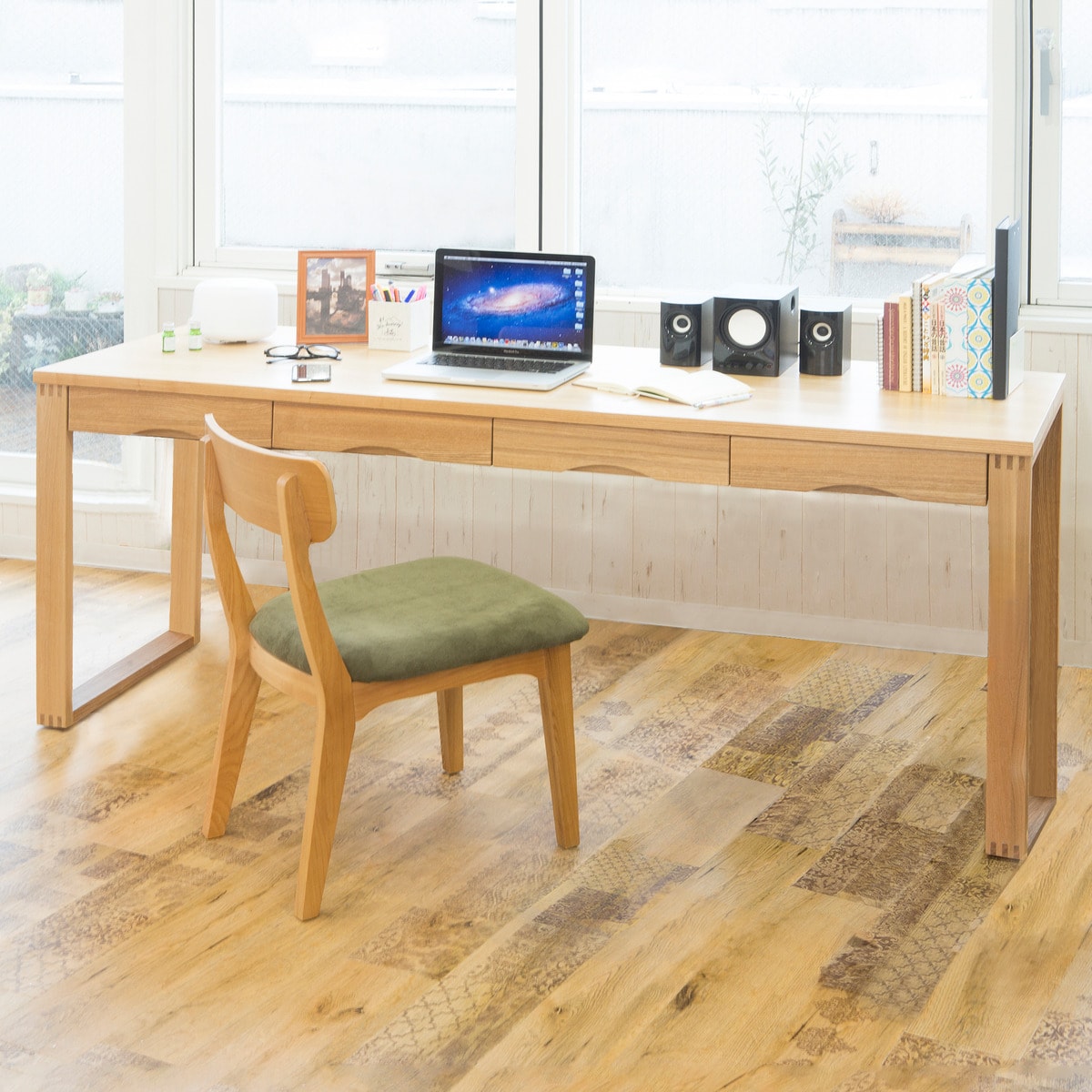 楽天市場】タモ突板の木目がうつくしい天然木デスク 奥行45cm （幅