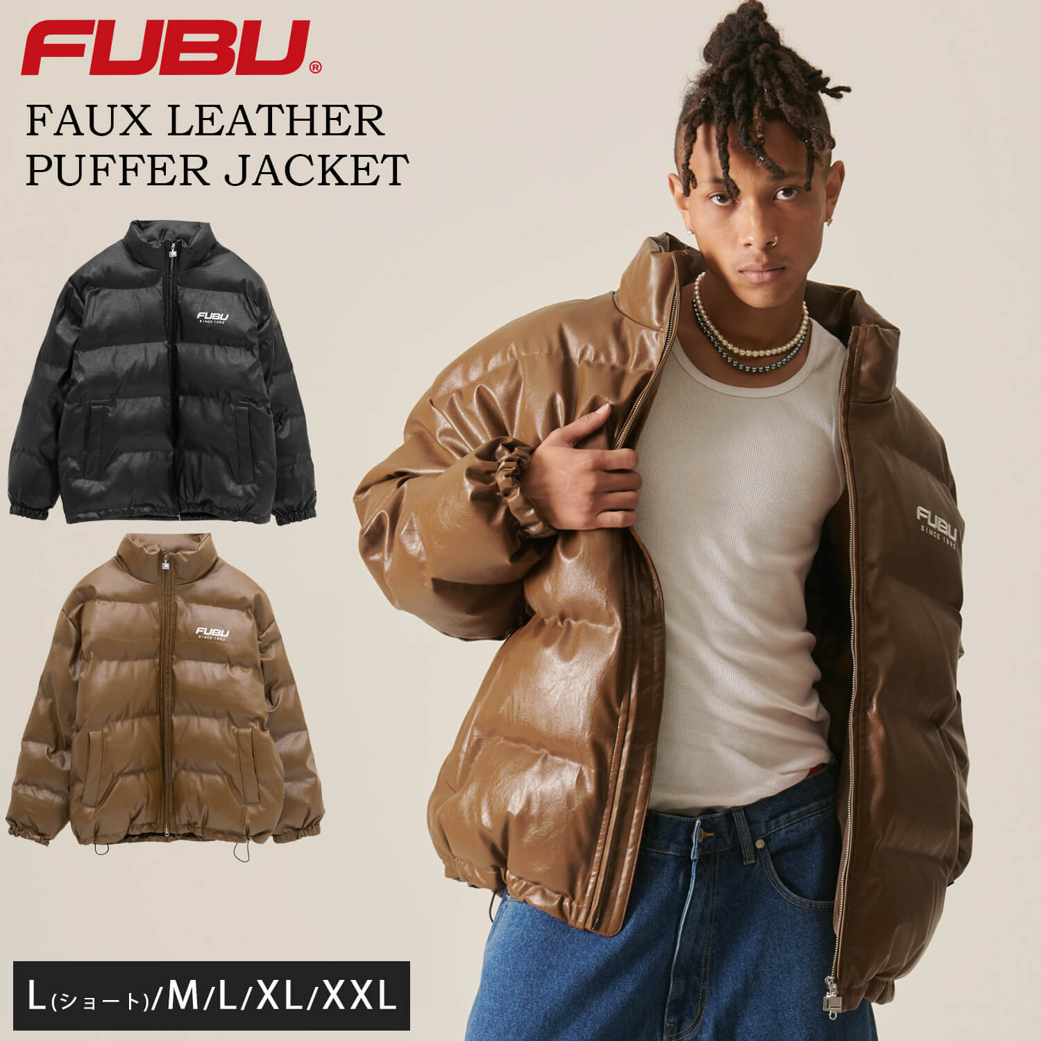 楽天市場】FUBU フブ 中綿ジャケット メンズ フェイクレザー