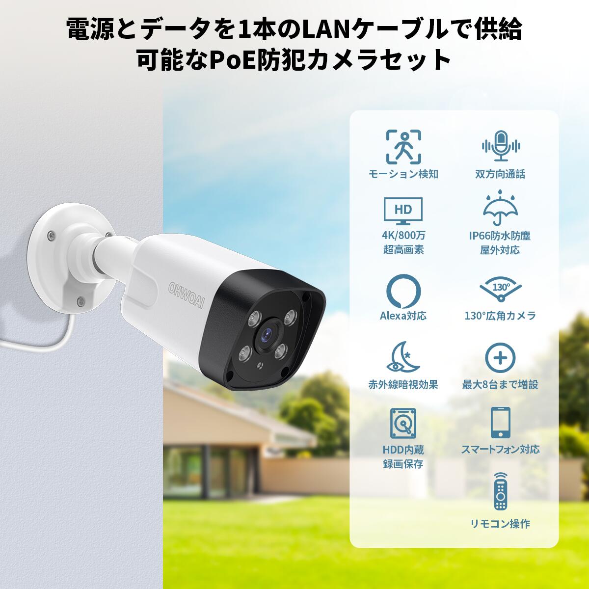 楽天市場】【4K 800万画素・4TB HDD内蔵・双方向通話】4K800万画素