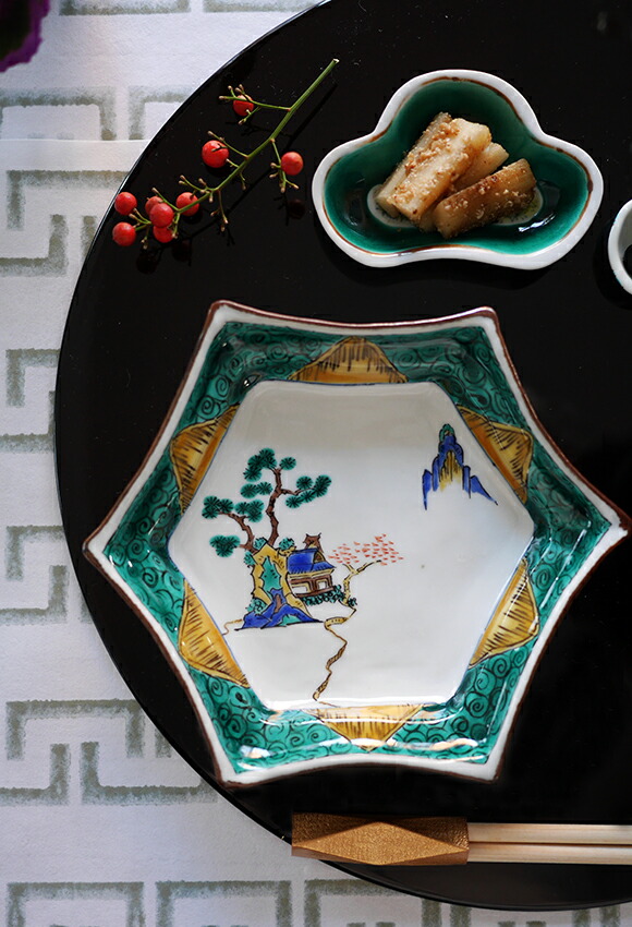 古九谷 四方 皿 うぶ出し 小皿 参考品(ZE576) 古九谷 四方 皿 うぶ出し