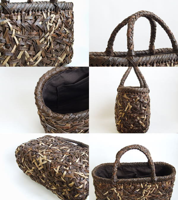 楽天市場】【純国産 伊藤加代子作】沢くるみかごバッグ 乱れ編み 樹皮