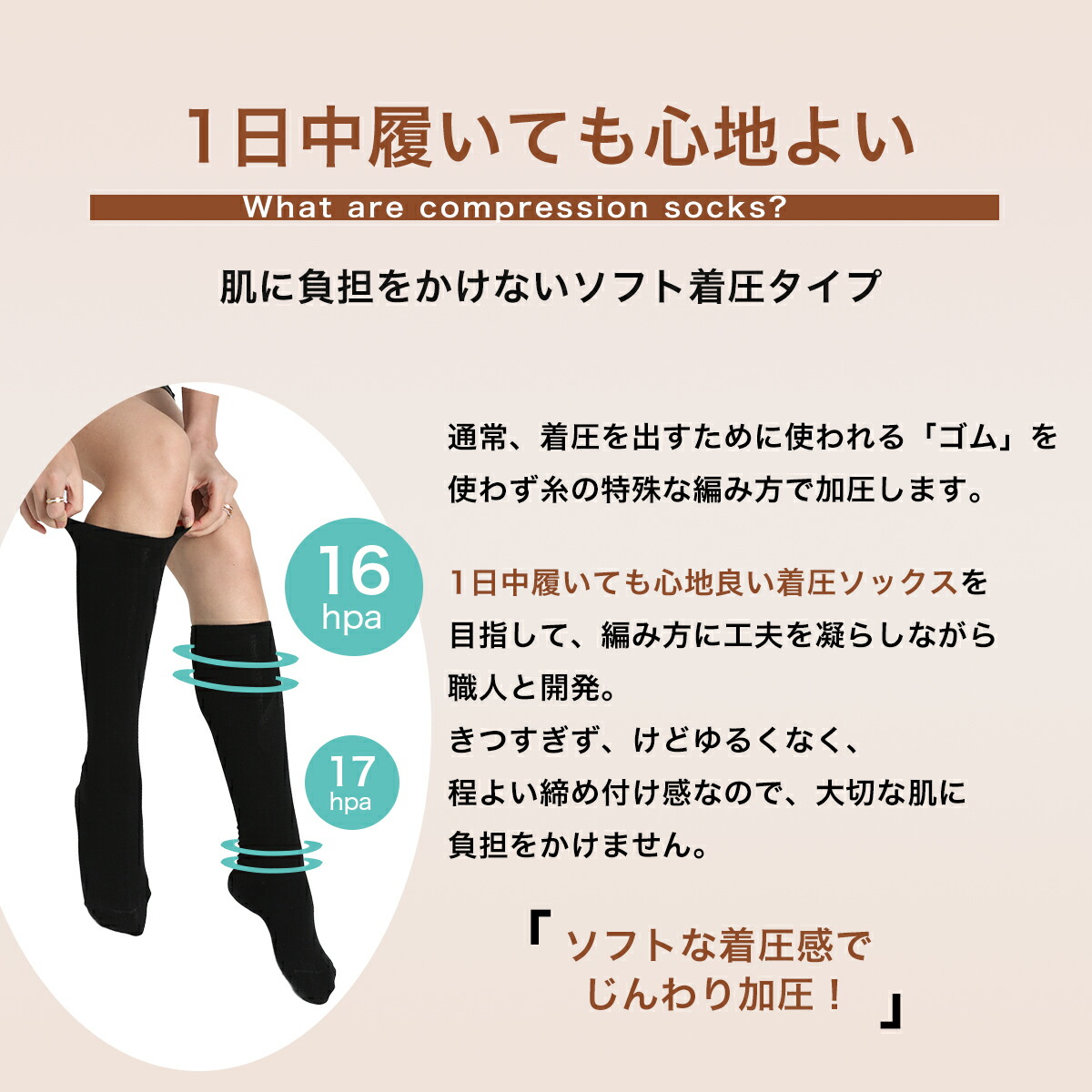 楽天市場】日本製 着圧ソックス 弱圧 レディース 23-25cm 昼夜兼用