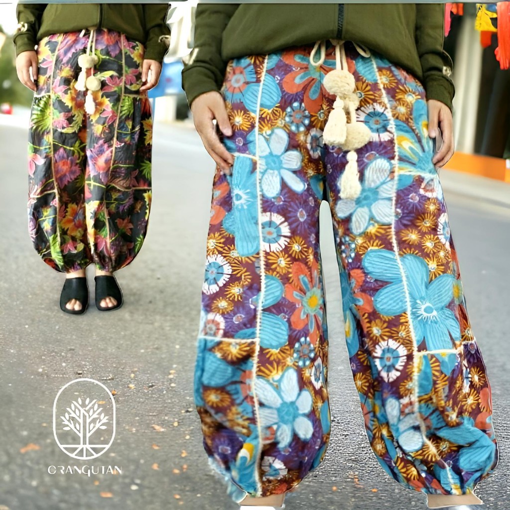 楽天市場】10002532 バルーンパンツ 花柄パッチワーク フラワーパンツ