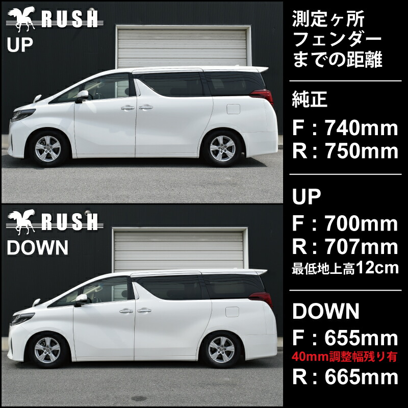 楽天市場】RUSH 車高調 アルファード AGH30W GGH30W 車高短 モデル