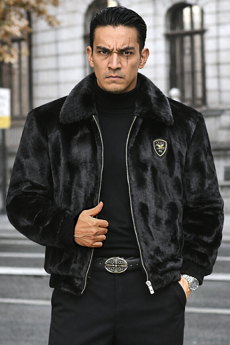 楽天市場】超ゴージャス ファージャケット 010 黒 上着 ヤクザ